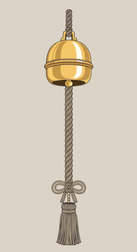 Traditional Japanese Suzu Bell with Decorative Rope and Tassel