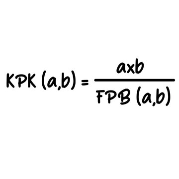 Least common multiple formula with greatest common divisor relation isolated on white background mathematics concept handwritten in simple educational style illustration.
