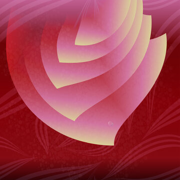 Stylized rose petals with a drop of dew on them and a textured background.