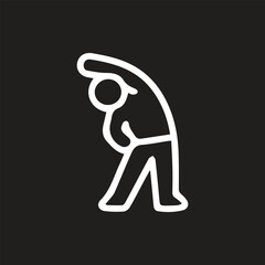 Fototapeta premium Minimalist White Outline Of A Person Stretching On A Black Background