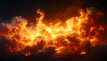 Fototapeta premium Dramatic Clouds with Orange Light Passing Through Like Fire