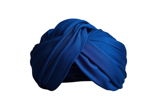 Blue turban headwear accessory, traditional sikh pagri dastar, representing culture, identity, and heritage on transparent background