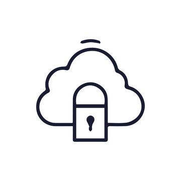 Secure Cloud Computing Icon With Padlock For Data Protection Symbol