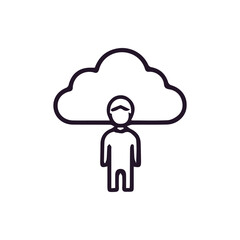User Profile And Cloud Computing Line Icon For Modern Technology