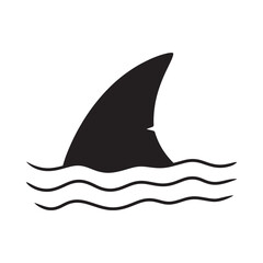 Fototapeta premium A simple black silhouette of a shark fin cutting through wavy water