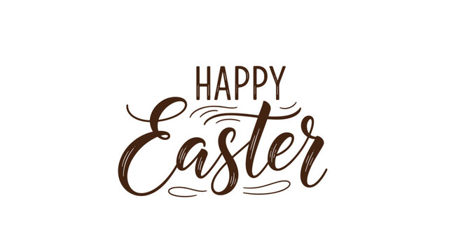 Happy easter elegant handwritten calligraphy text phrase with swirls
