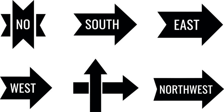 Directional arrows with labels for navigation and orientation