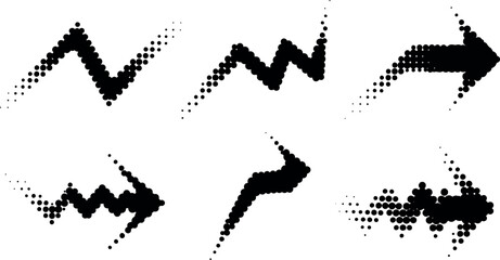 Collection of pixelated arrow and lightning bolt icons in various directions and styles