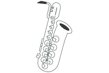 Naklejka premium ミニマルなバリトンサックスの線画イラスト
