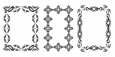 Obraz premium Collection of ornate black tribal floral and geometric frame designs