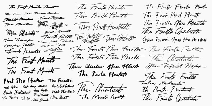 Collection of handwritten text samples displaying various cursive styles