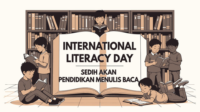 International Literacy Day Book Reading vector