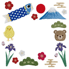 手刺繍の端午の節句フレーム © Stitch Palette