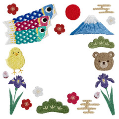 手刺繍の端午の節句フレーム © Stitch Palette