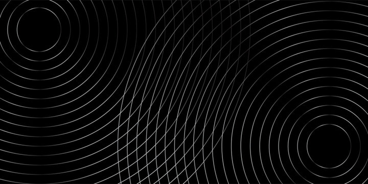 Create a bold look with a centric circle background featuring vector graphics of sound waves.