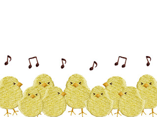 手刺繍のひよこのフレーム © Stitch Palette