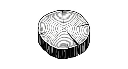 Cross section of a tree trunk showing growth rings. © BerkahStock