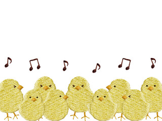 手刺繍のひよこのフレーム © Stitch Palette