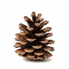 Close-up of a large brown pine cone with detailed scales, isolated on white background for nature-themed projects