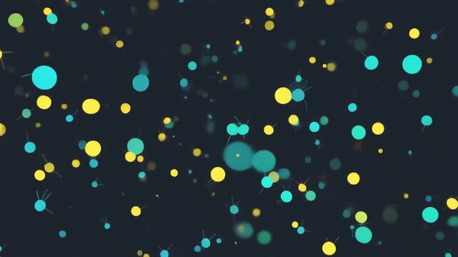 colorful yellow and teal dots pattern on dark background