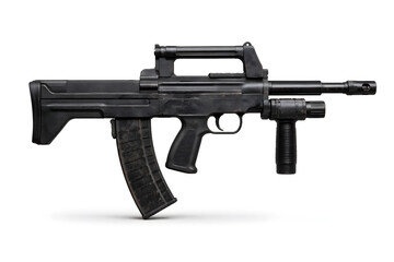 Ultra Realistic OTs-14 Groza Bullpup Rifle Isolated on White Background Studio Product Photo