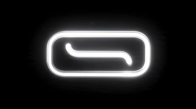 White neon futuristic button animation on black background