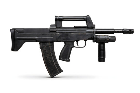 Ultra Realistic OTs-14 Groza Bullpup Rifle Isolated on White Background Studio Product Photo