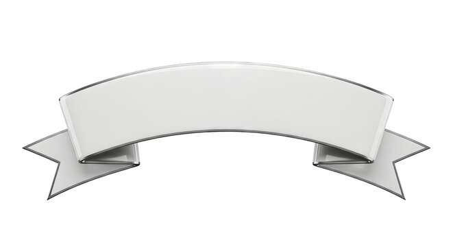 Blank white ribbon banner with metallic trim