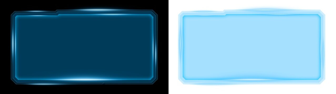 Panel Futuristic Blue HUD Screen Interface Frame with Glowing Neon Technology Display Element