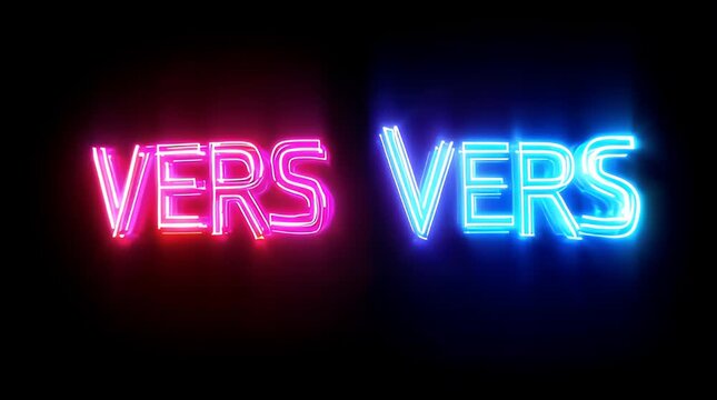 Neon Vers Sign Bright Pink Blue Lights.