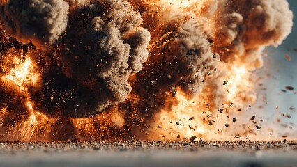 Explosion Bursting Fireball and Debris