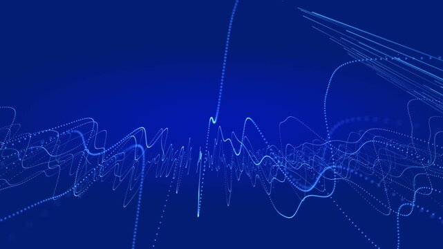 Global network technology blockchain connections background concept, Blue abstract background digital data with line and dots connect, Digital cyberspace background motion 4k