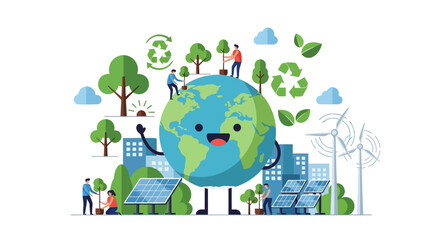 Obraz premium Sustainable Earth with Renewable Energy Sources.