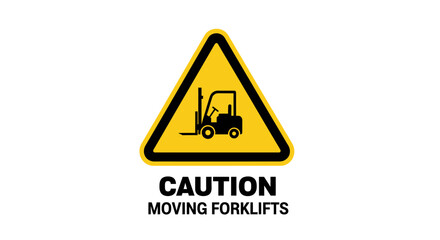 Caution moving forklifts industrial warehouse safety warning sign © jeew