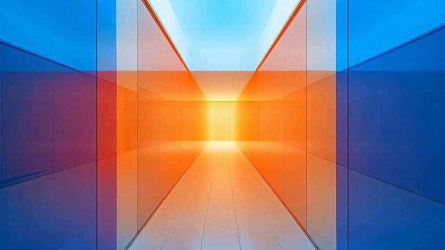 Digital gradient blue orange white glass geometric background