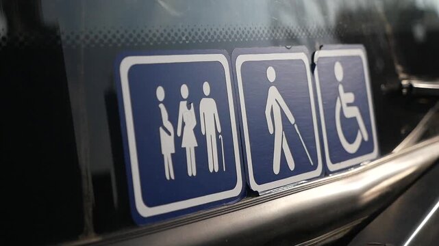 Signs for accessible transport at public bus station