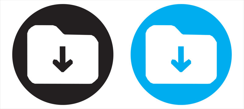 download folder icon, file document import icon sign with arrow down - save folder file icon button