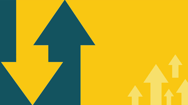 Abstract business background with upward and downward arrows for financial growth