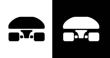 black and white illustration of skateboard icon © RismiL25