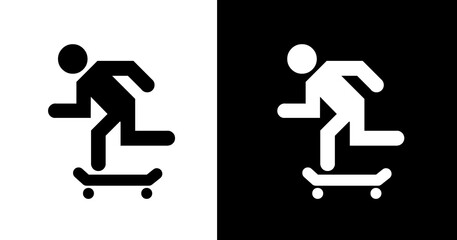 black and white illustration of skateboard icon © RismiL25