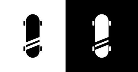 black and white illustration of skateboard icon © RismiL25