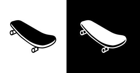 black and white illustration of skateboard icon © RismiL25