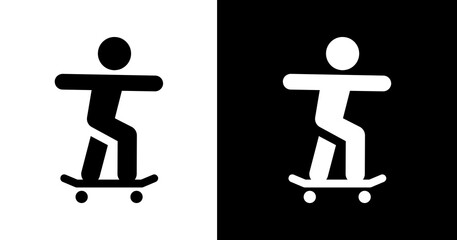 black and white illustration of skateboard icon © RismiL25