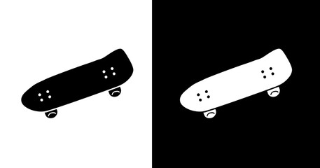 black and white illustration of skateboard icon © RismiL25