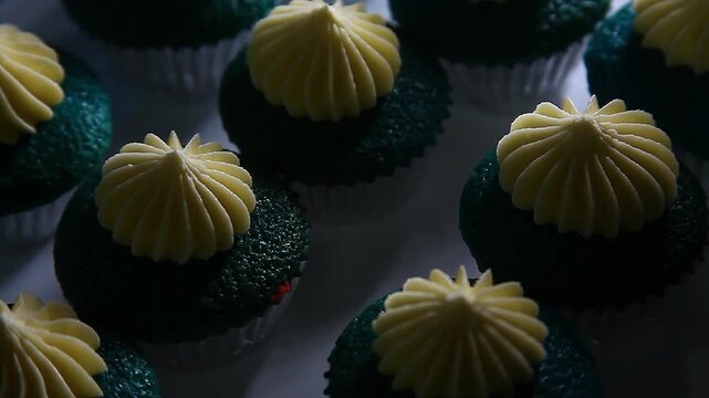 Freshly baked blue velvet cupcakes
