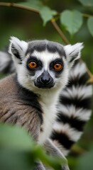 Fototapeta premium Amber Gaze, Verdant Embrace.