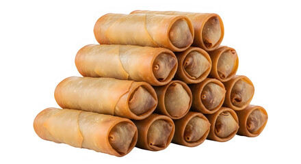 A stack of egg rolls isolated on transparent background