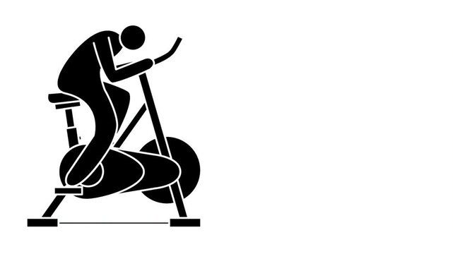 Exercise Bike Workout Icon &ndash; Indoor Cycling Fitness Silhouette