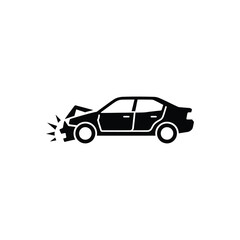 Fototapeta premium A black car with a crumpled hood and a burst of energy explodes from the front