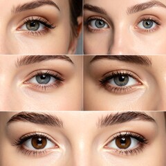 Obraz premium A collage of six different human eye close-up shots
